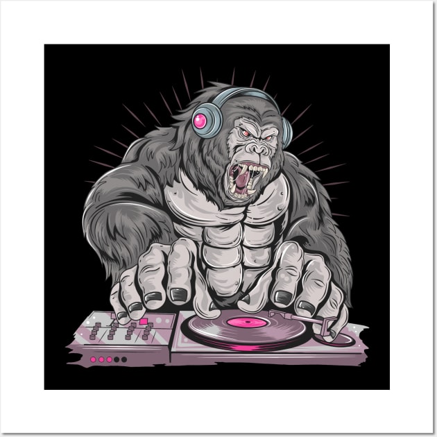 Dj Gorilla Music Wall Art by BadDesignCo